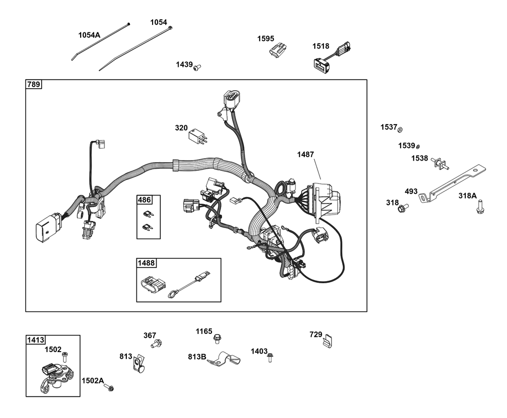 Controls Group Diagram and Parts List for 61A277-0104-J1  Briggs and Stratton Engine